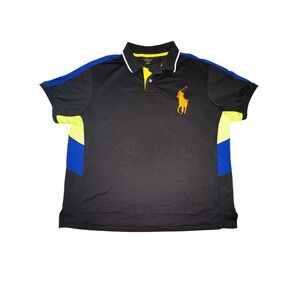 Polo Ralph Lauren Big Pony Shirt Men's Size XXL Black Color Block Rugby Golf